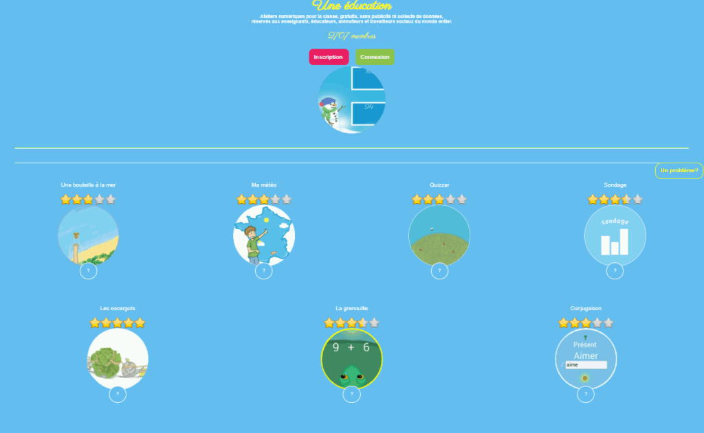 Site Une.education gratuit et sans publicité pour les enseignants, animateurs et les encadrants d'enfants